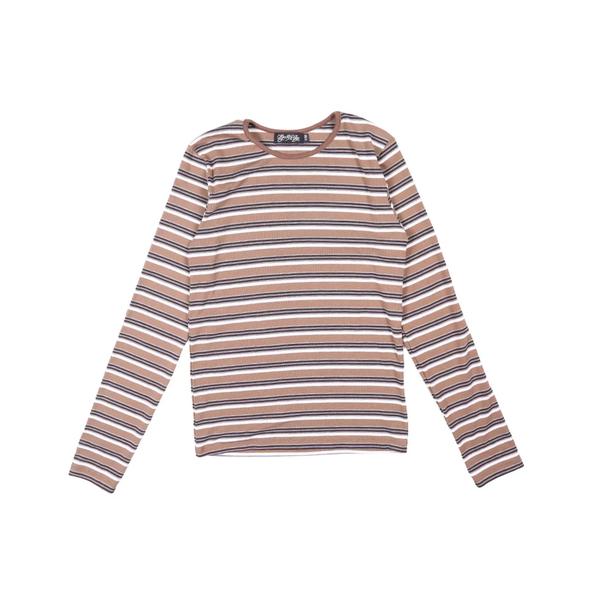 Ella Striped Top Beige in Jersey Cotton