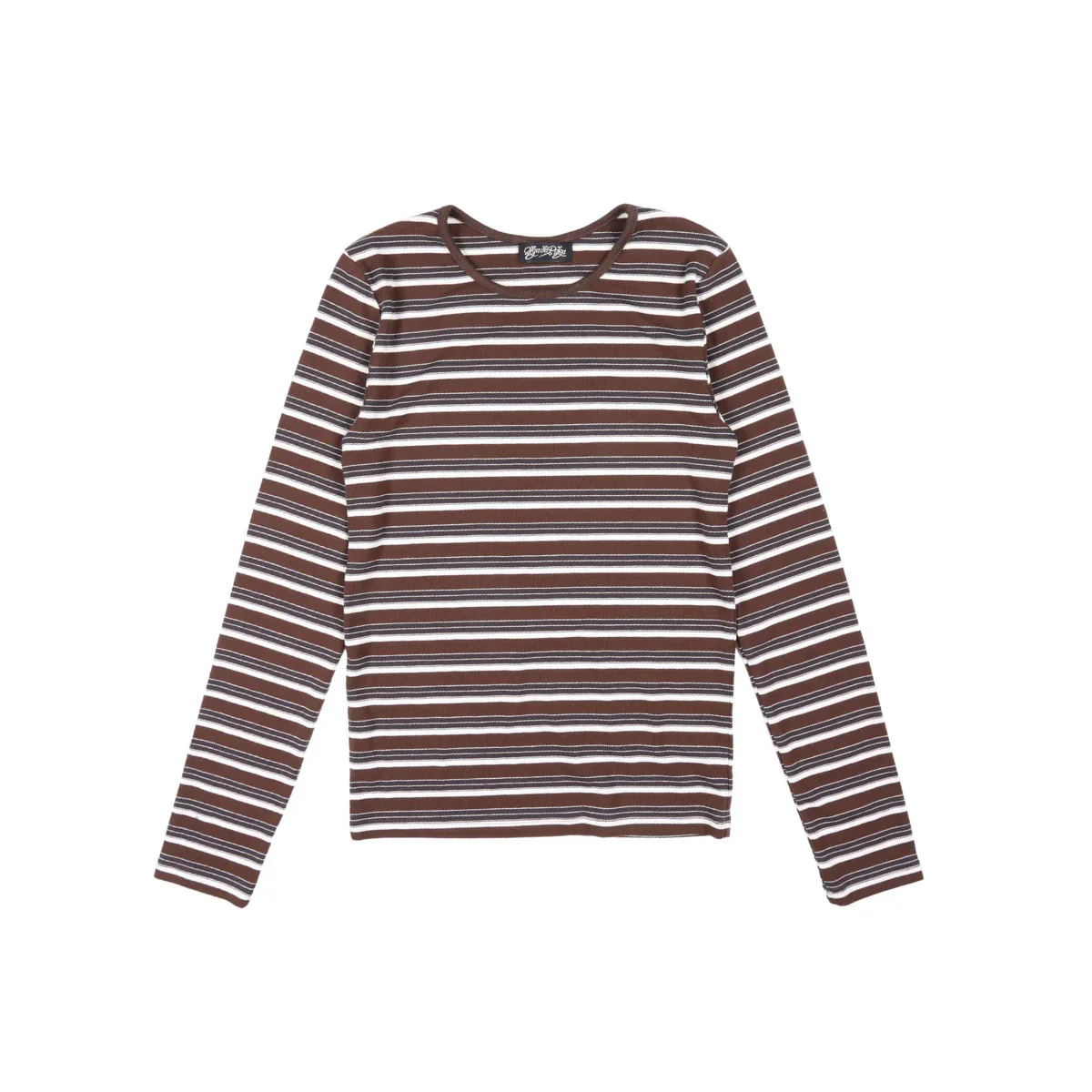 Ella Striped Top Chocolate in Jersey Cotton