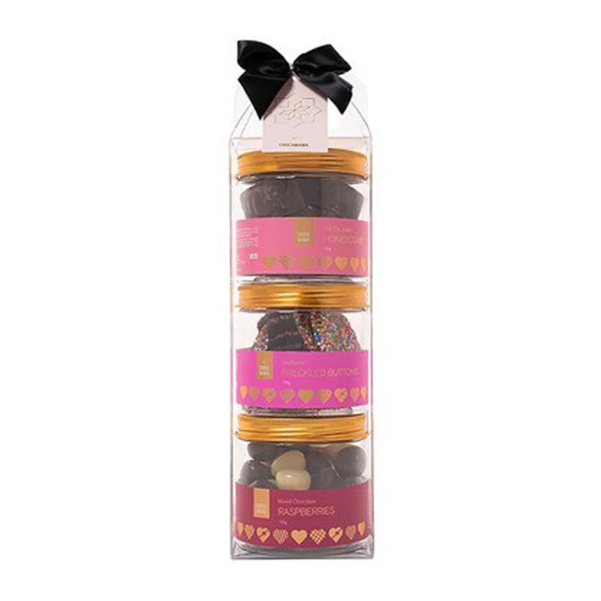 Feel The Love 1 x Honeycomb/Freckles/Mixed Choc Raspberries Tall Gift Pack - Chocamama