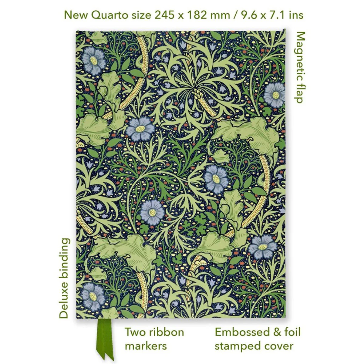 Foiled Quarto Jounal William Morris Seaweed