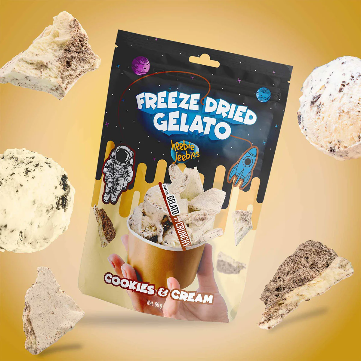 Freeze Dried Gelato Cookies and Cream - Heebie Jeebies