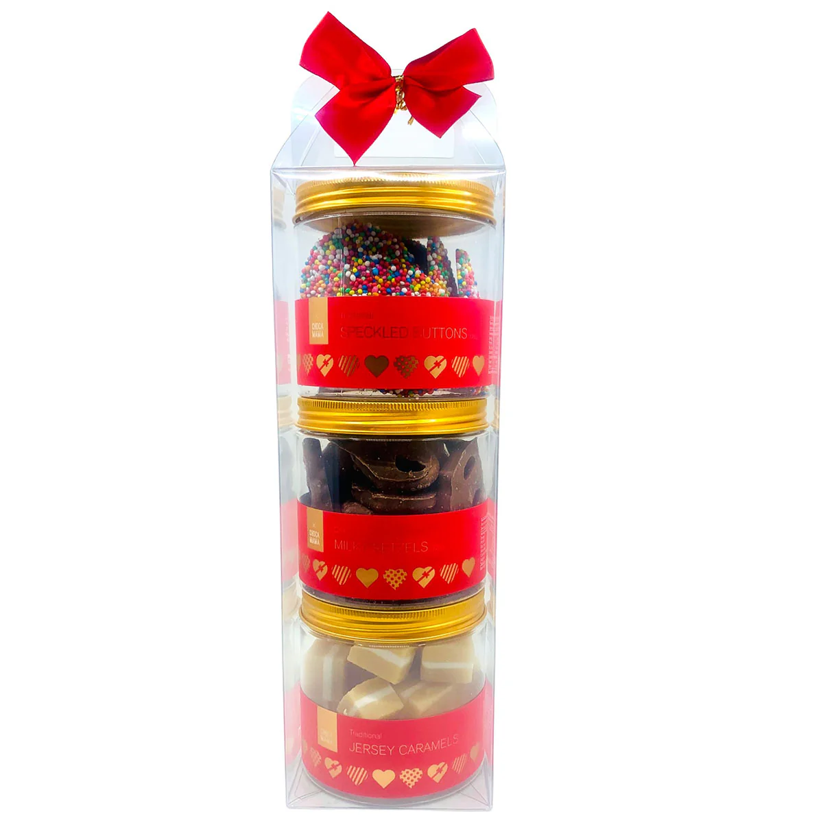 Gift Pack Love You Tower Speckled Buttons Chocolate Pretzels Jersey Caramels - Chocamama