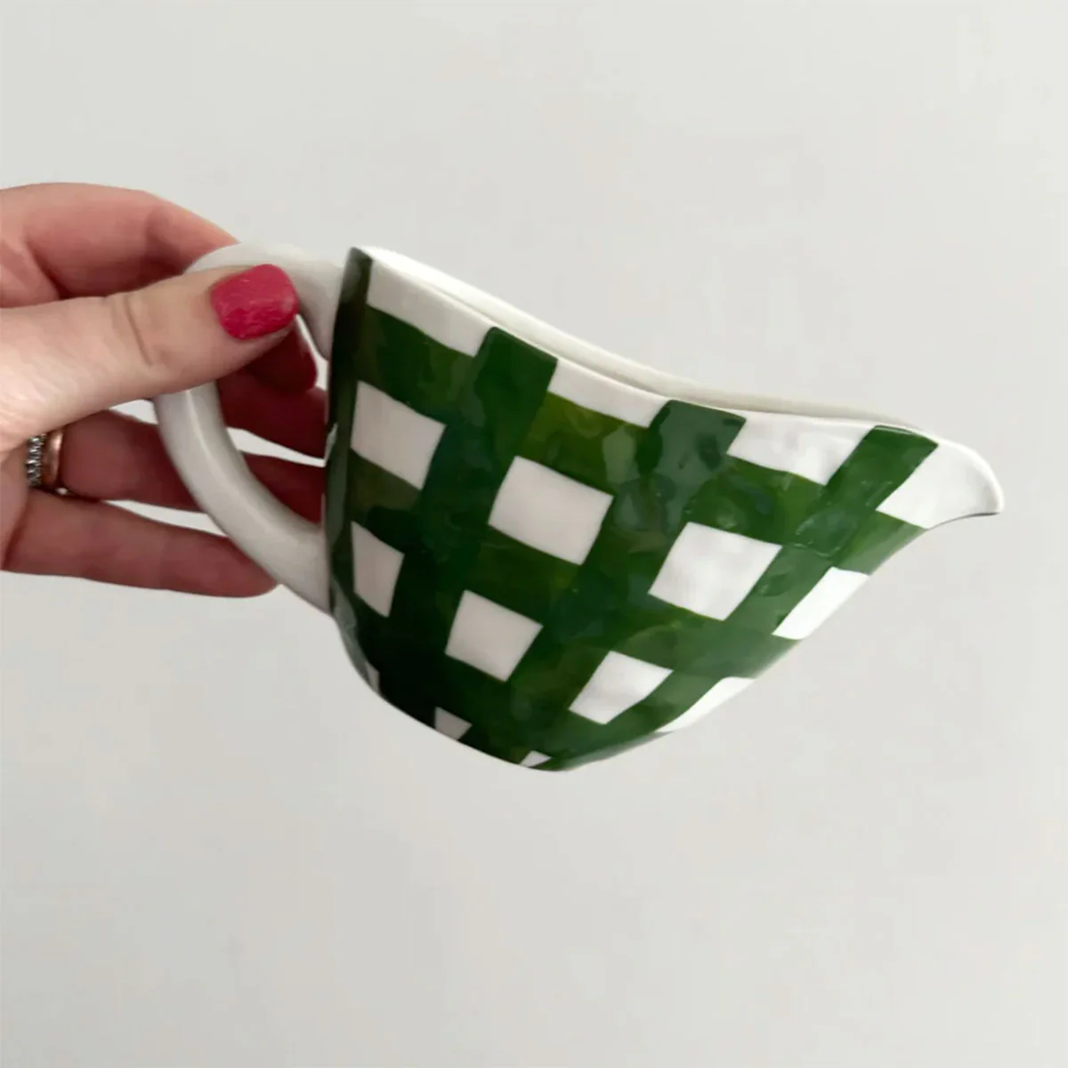 Gravy Jug Forest Green Gingham - Noss and Co