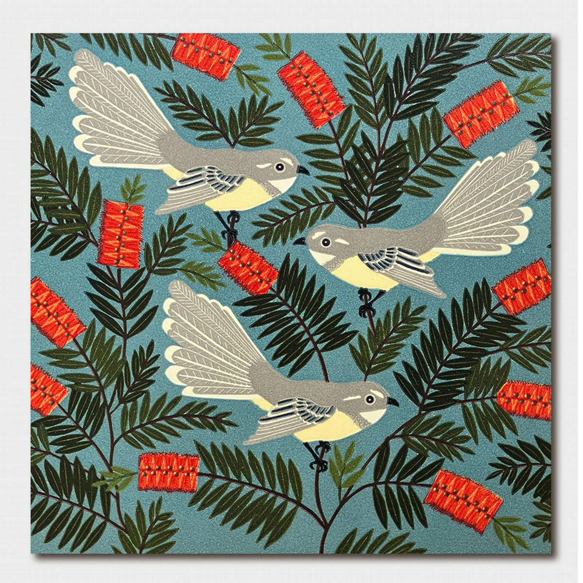 Greeting Card Fantails & Bottlebrush
