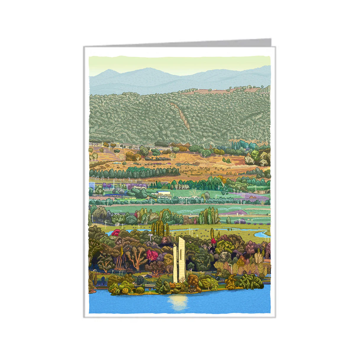 Greeting Card National Carillon from Black Mountain Trevor Dickinson