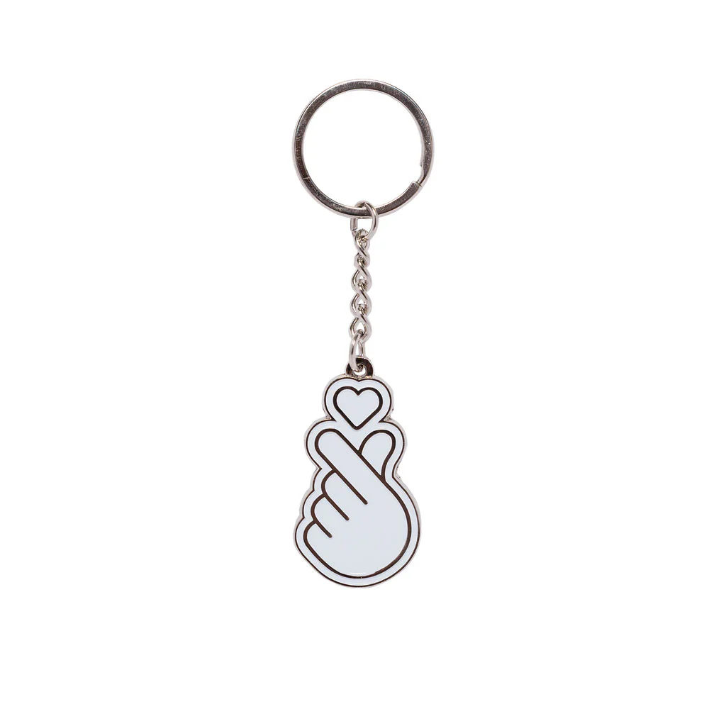 Keyring Hallyu Finger Heart Silver Metal - Explore Engage Enjoy