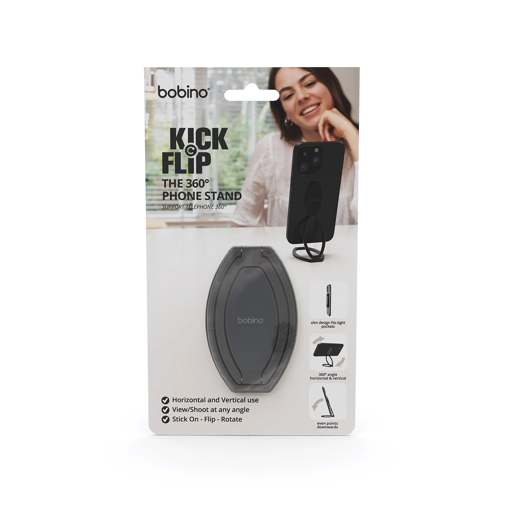 KickFlip Phone Stand Black - Bobino