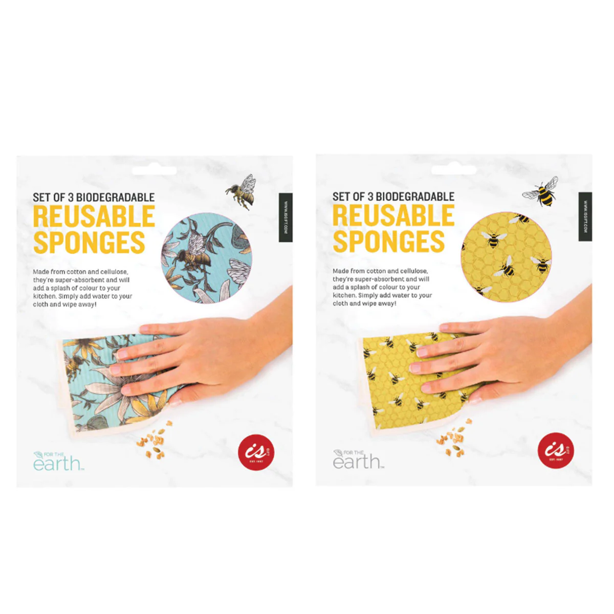 Kitchen Sponge Reusable Set/3 Bee Print - Isalbialbi