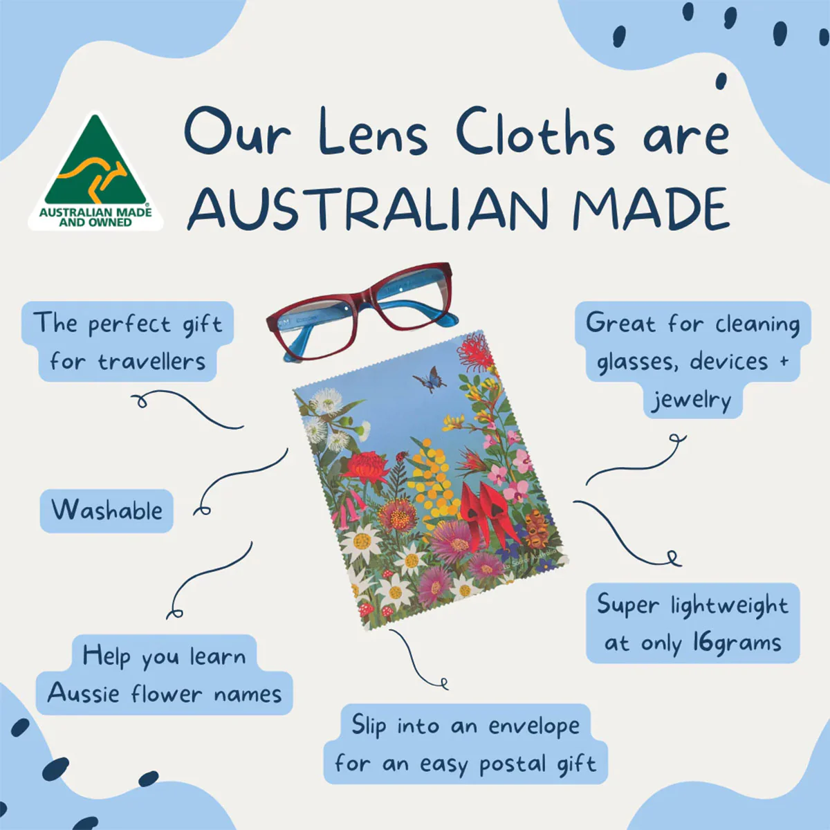 Lens Cloth Australian Wildflowers - La Source - Image 2