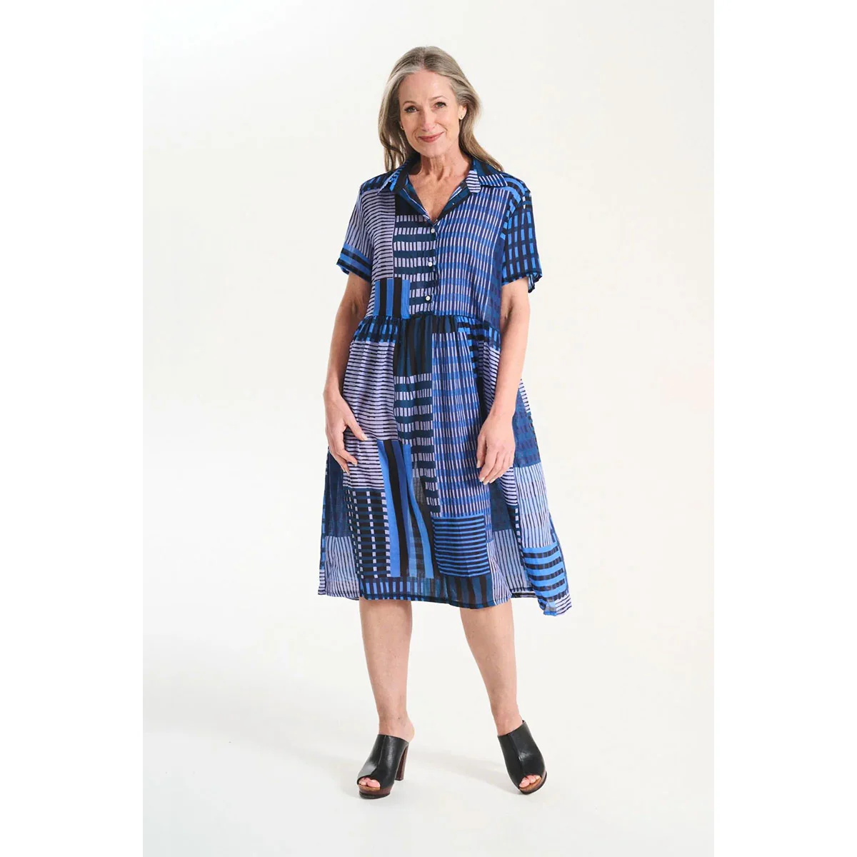 Long Dress Metro Villa Midnight Cotton Voile - Olga de Polga - Image 2
