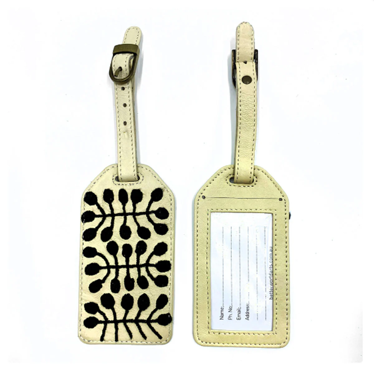Luggage Tag Leather Embroidered MNB320 - Better World Arts