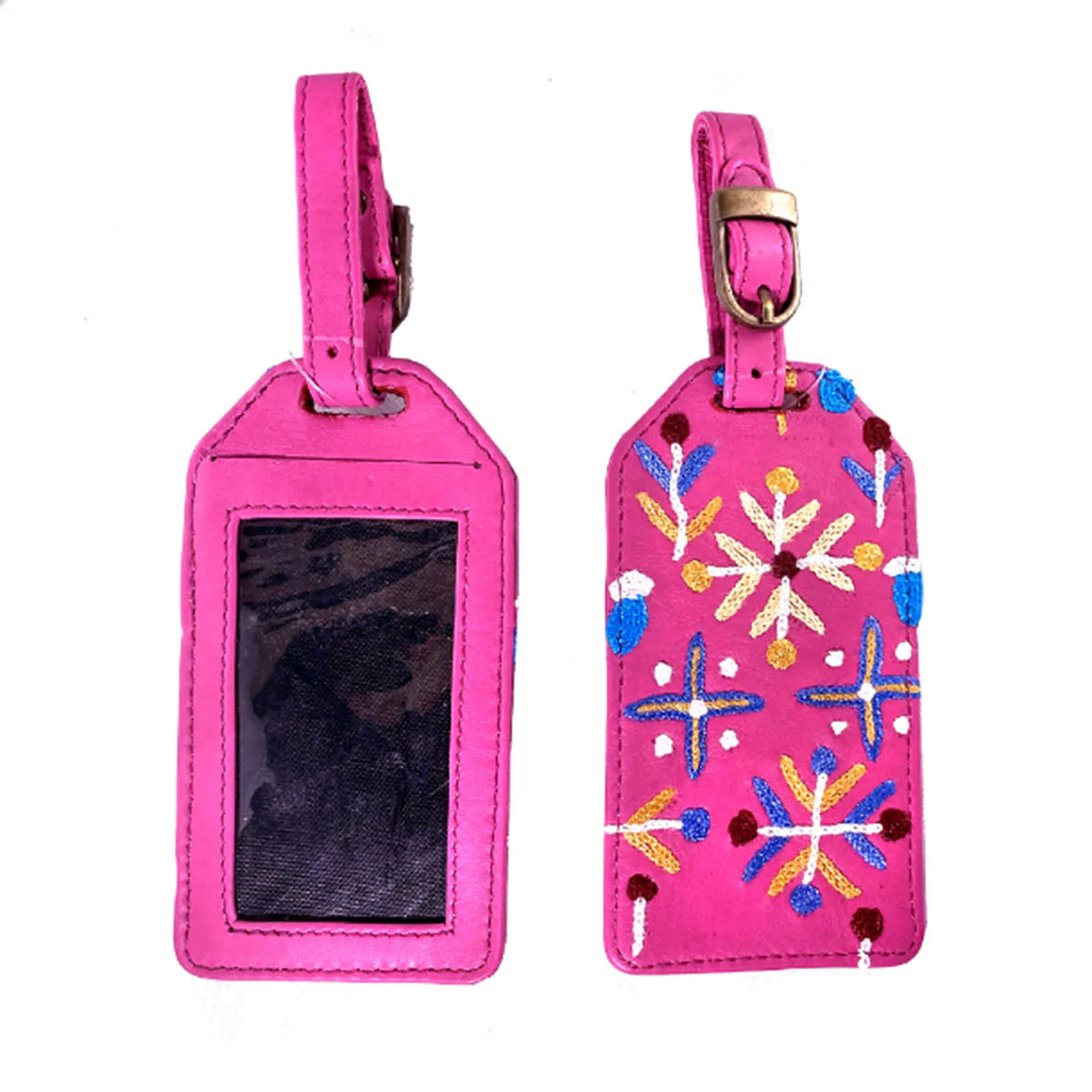 Luggage Tag Leather Embroidered ROR417 - Better World Arts