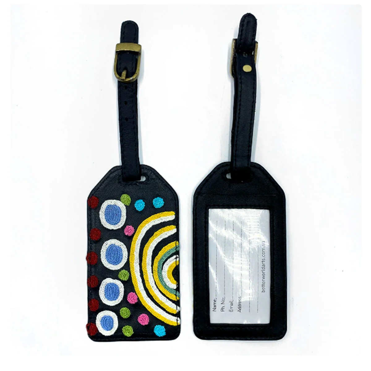 Luggage Tag Leather Embroidered YHE736 - Better World Arts