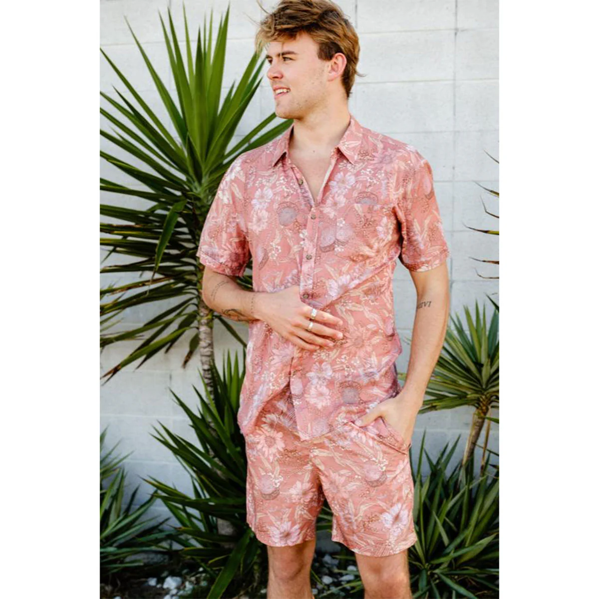 Men's Shirt Short Sleeve Byron Banksia Rust - Peggy & Finn