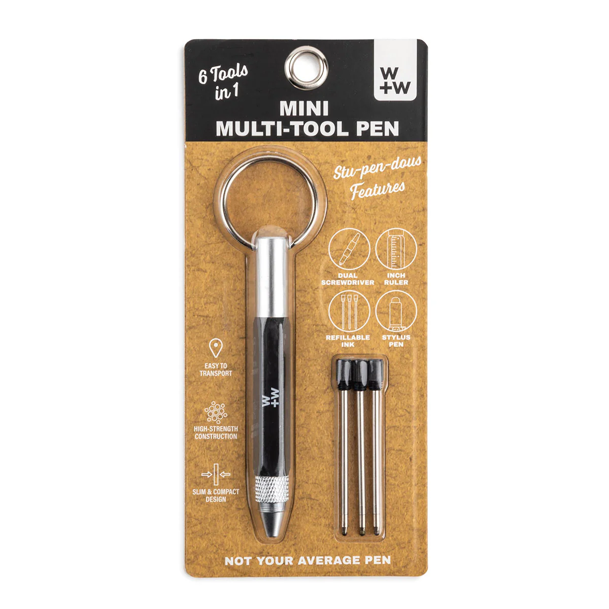Mini Multi-Function Keychain Pen Black W+W - Isalbialbi