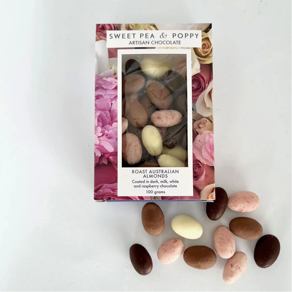 Mixed Chocolate Almonds Box 100g - Sweet Pea Poppy