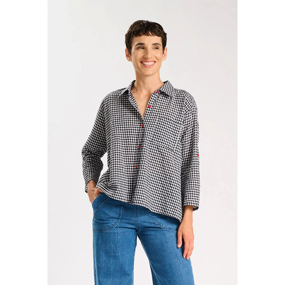 Mono Shirt Black & White Cotton/Rayon - Image 2