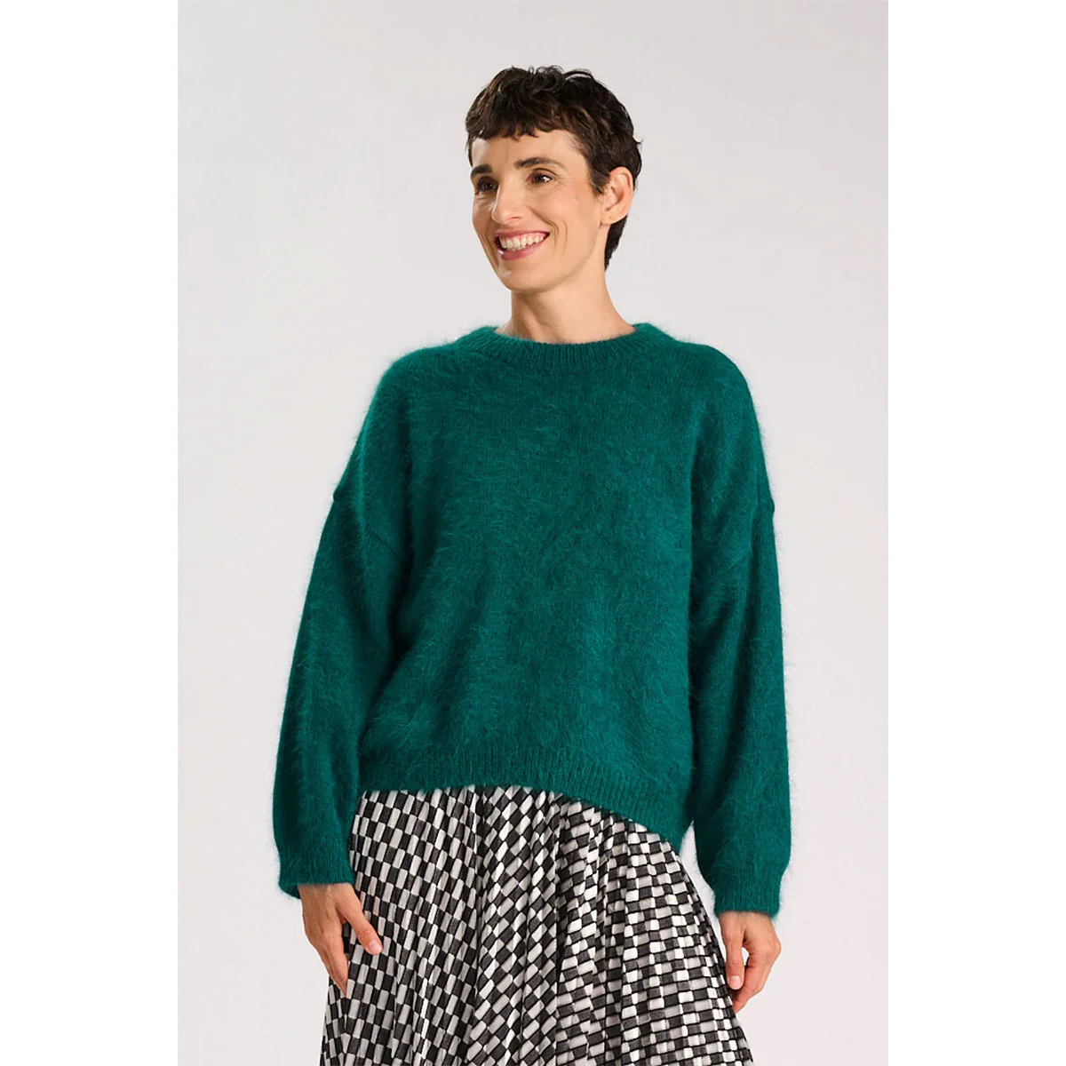 Montreal Knit Sweater Teal in Angora - Image 2