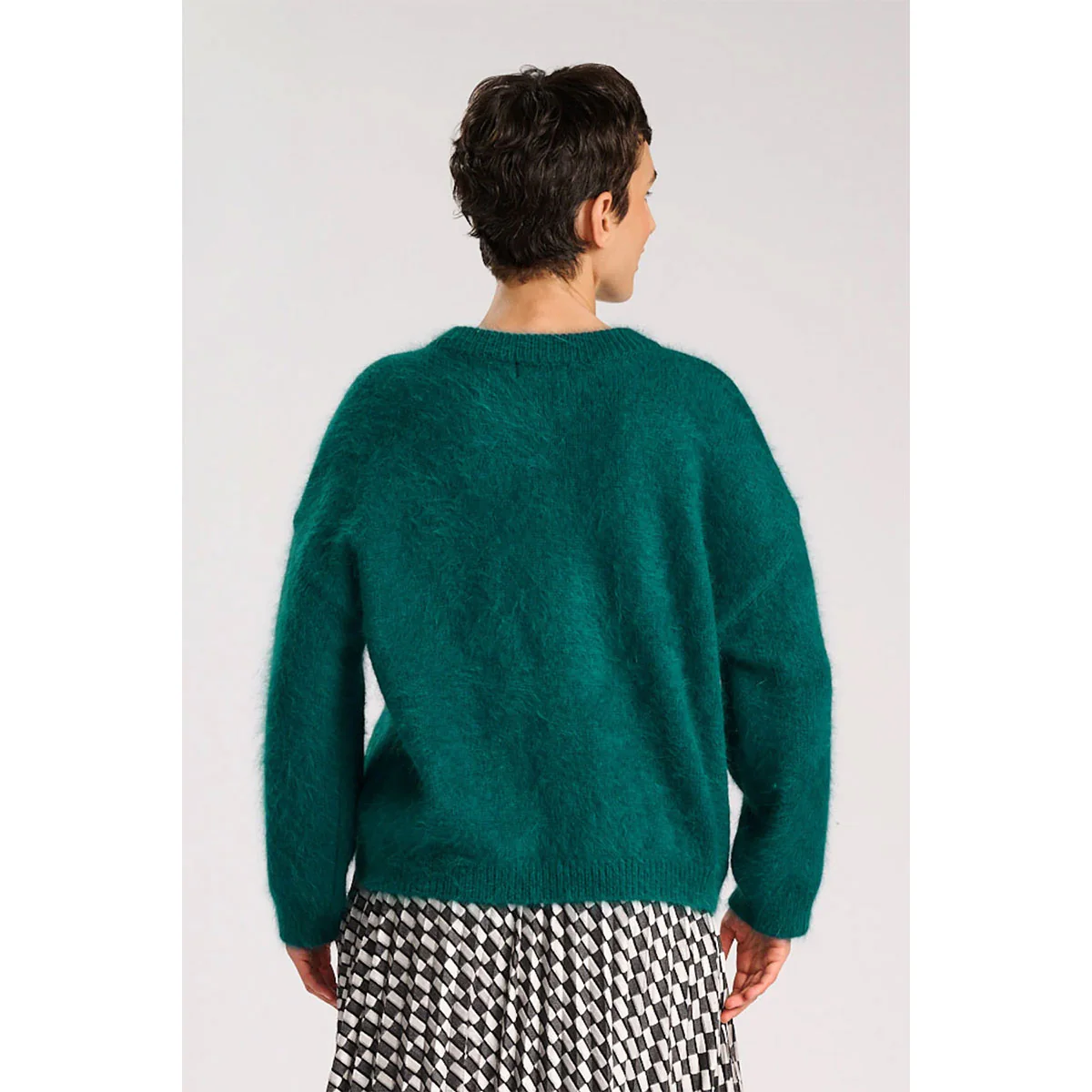 Montreal Knit Sweater Teal in Angora - Image 3