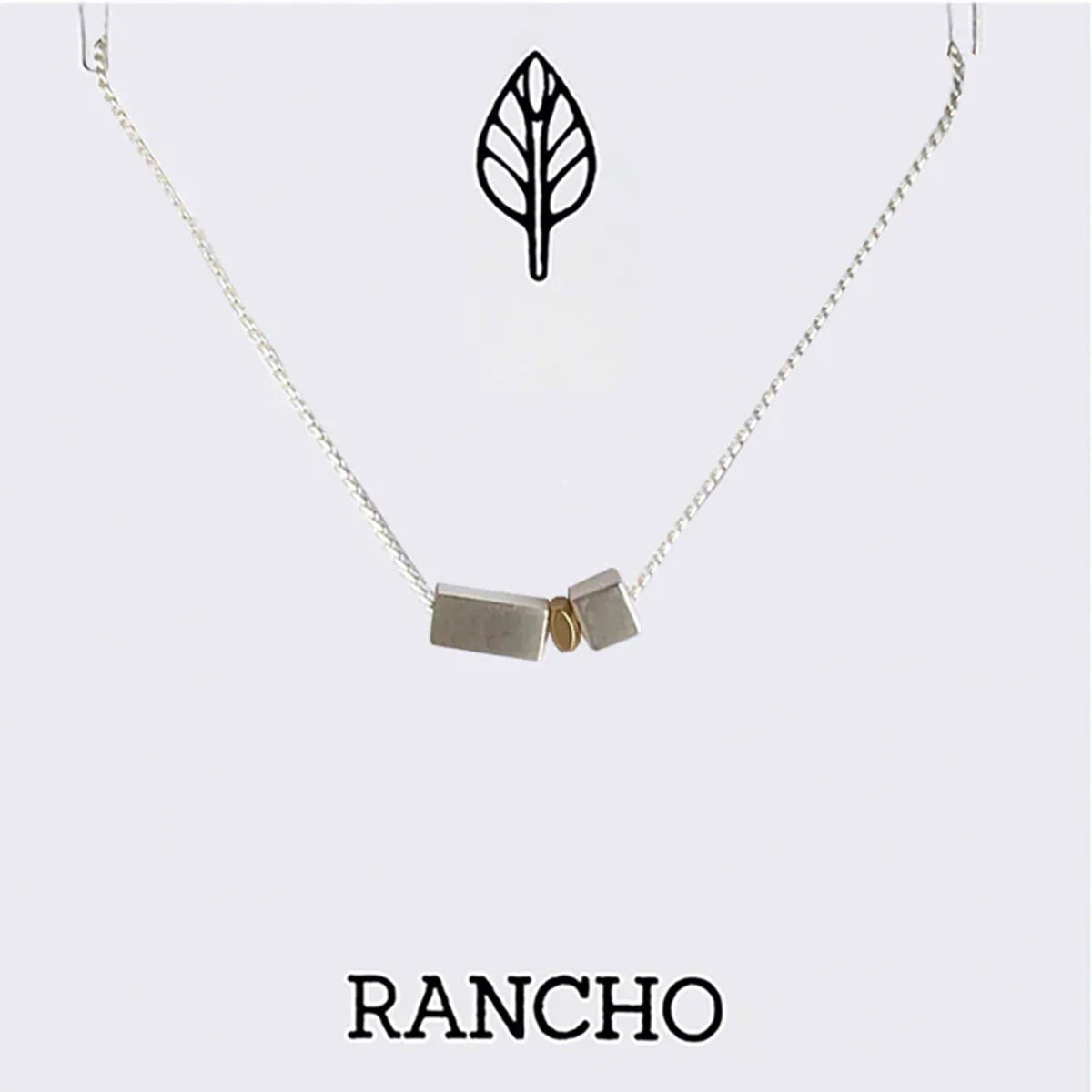 Necklace Silver Rectangular Block on Chain - Rancho
