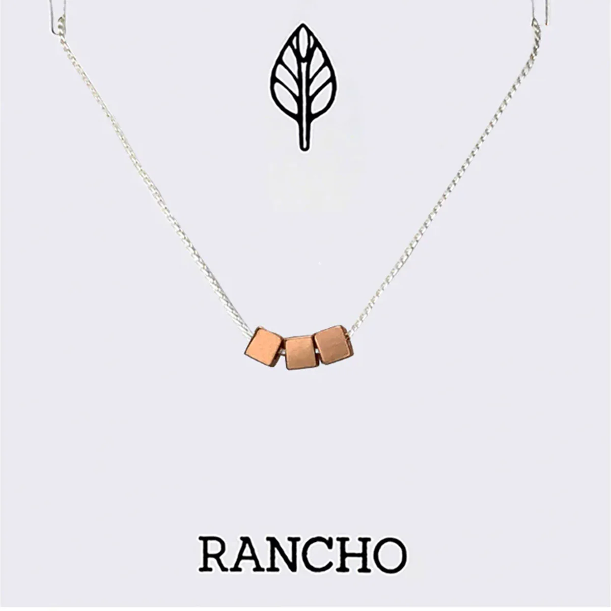 Necklace Three Rose Gold Cubes on Chain - Rancho