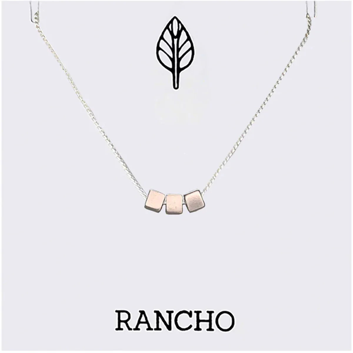 Necklace Three Silver Cubes on Chain - Rancho
