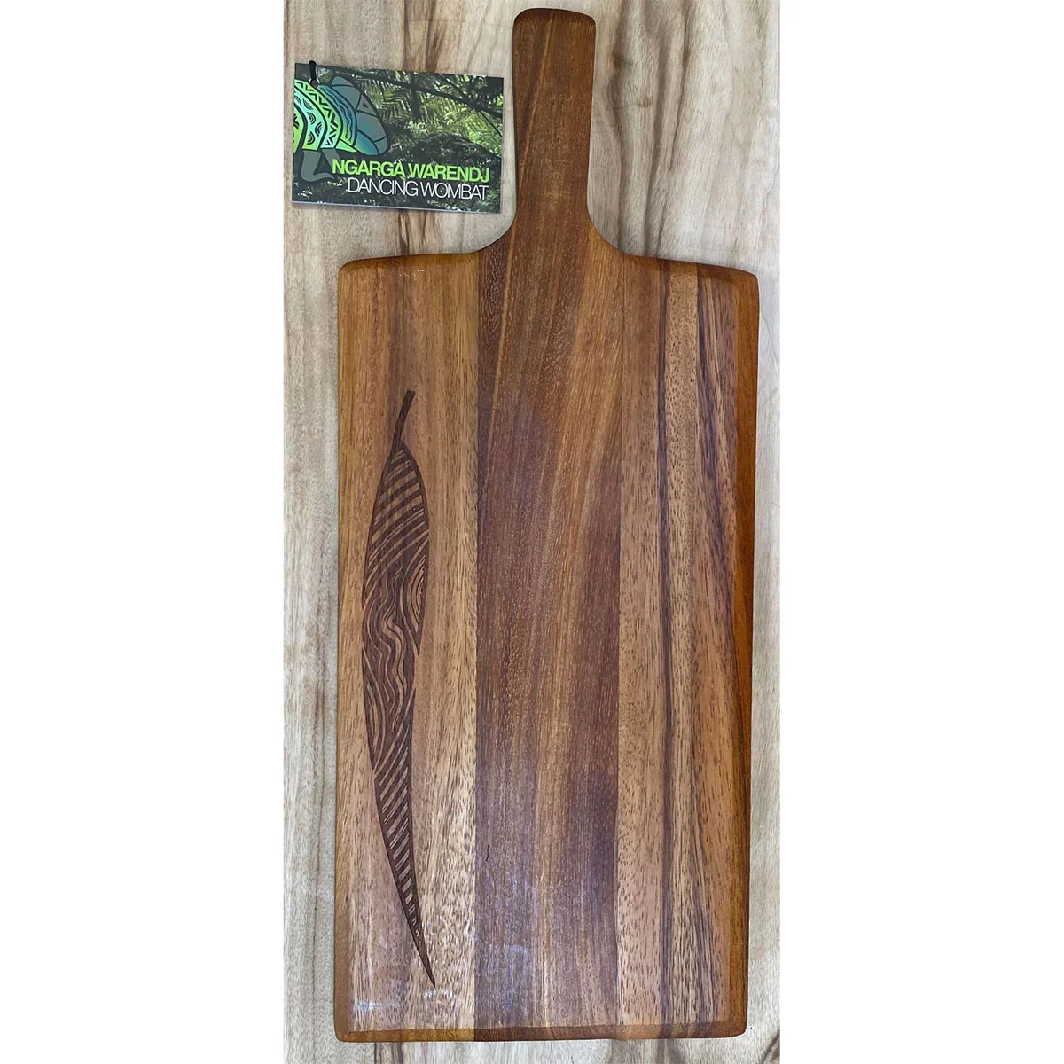 Wooden Paddle Board Rectangle Medium Gum Leaf Acacia 35x20x1.2cm - Ngarga Warendj