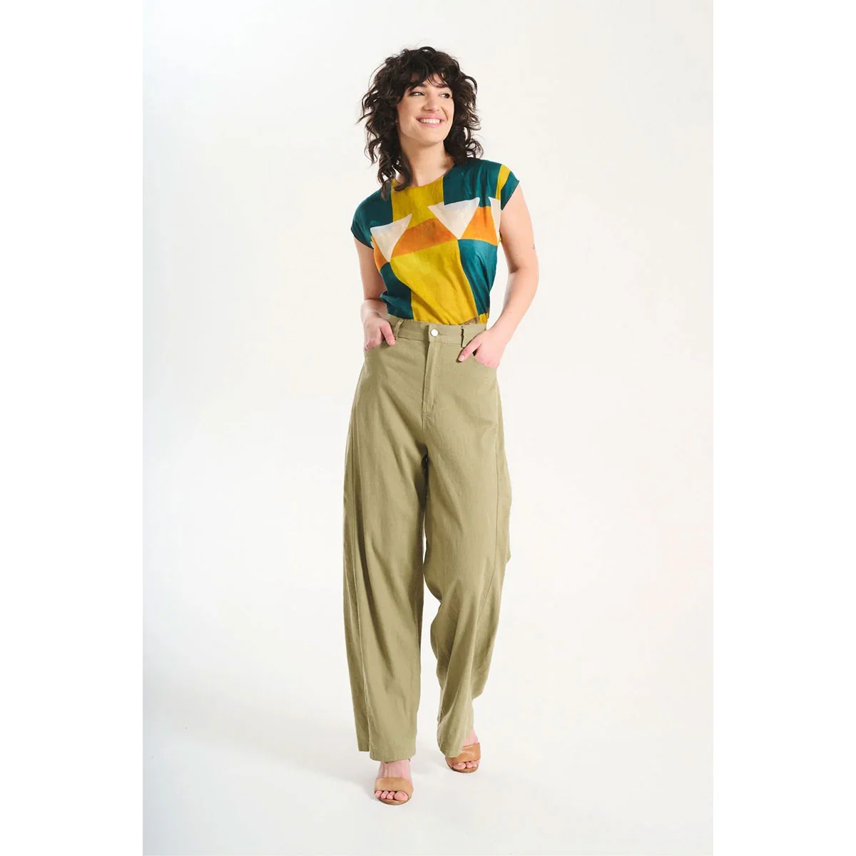 Pants Santana Lino Khaki Linen - Olga de Polga - Image 2
