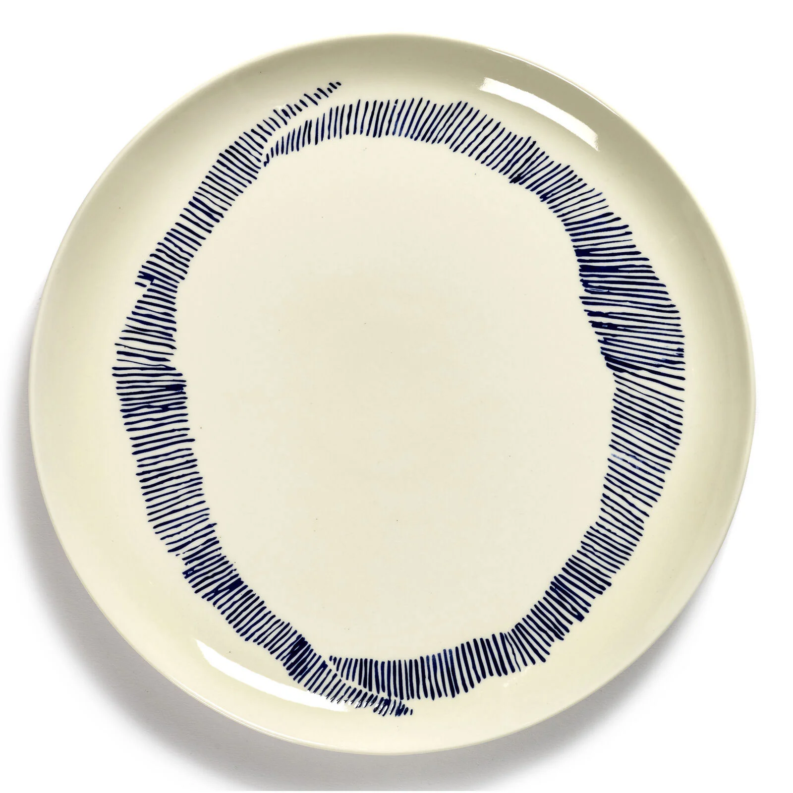 Plate L White with Blue Stripes FEAST Ottolenghi - Gourmet Brands