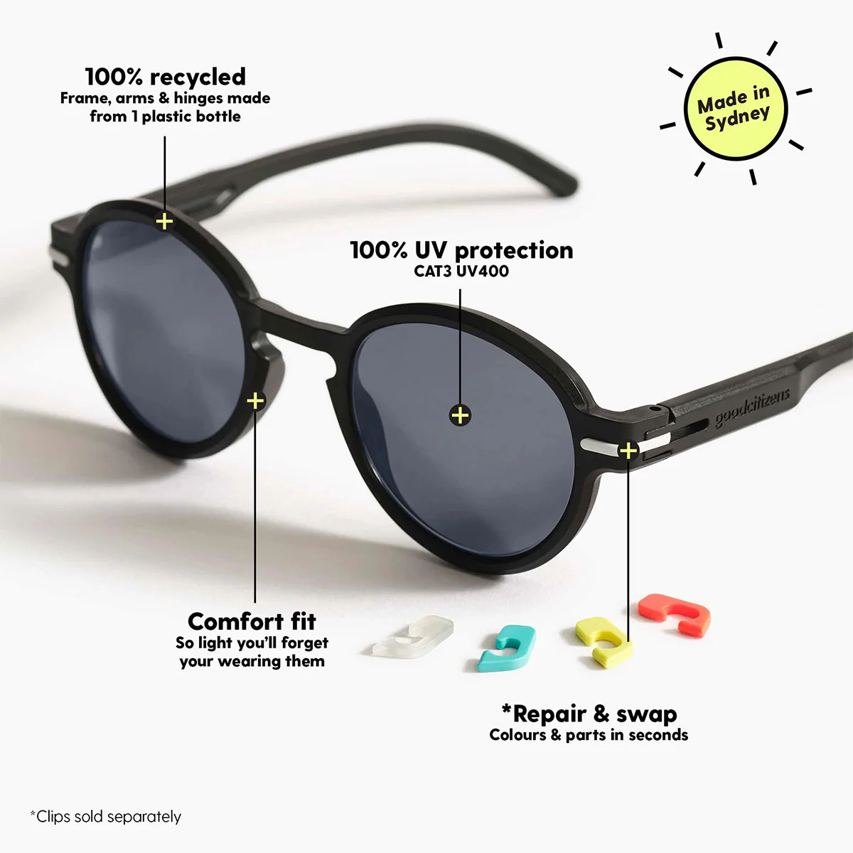 Polarised Sunglasses Clovelly Black - Image 4