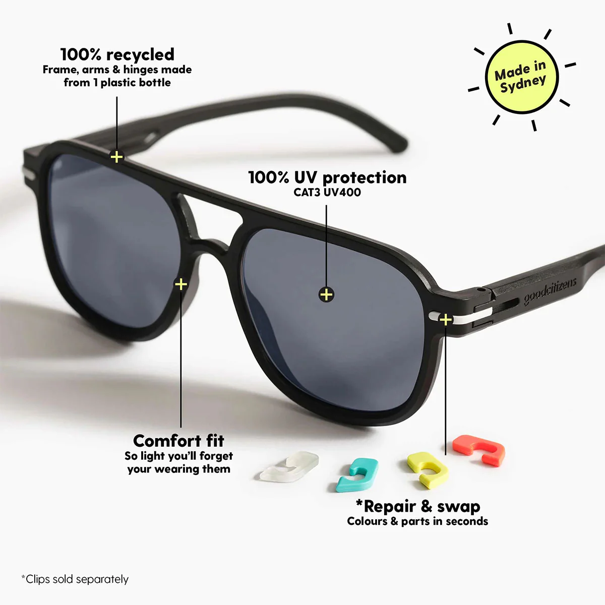 Polarised Sunglasses Newport Black - Image 3