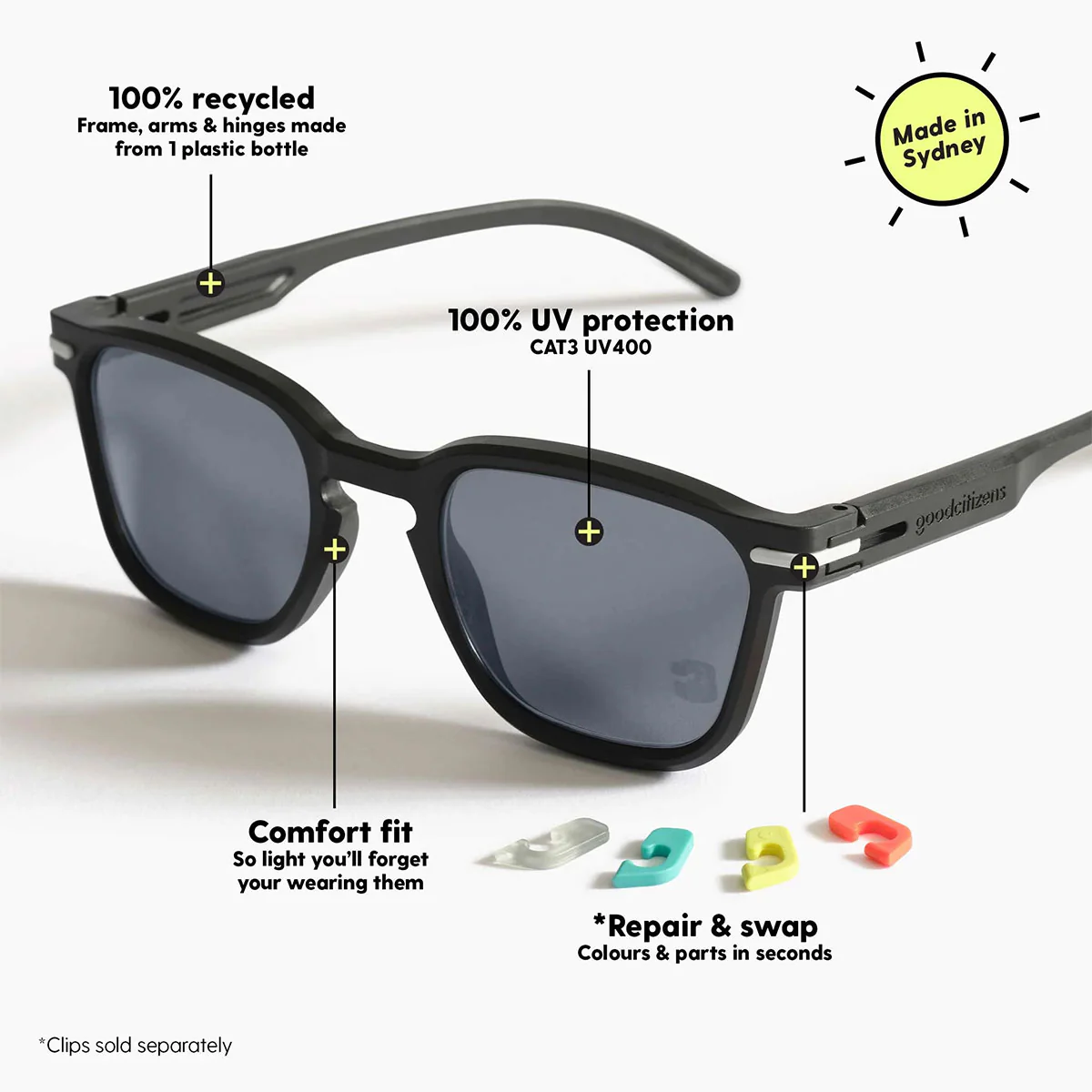 Polarised Sunglasses Palm Beach Black - Image 4