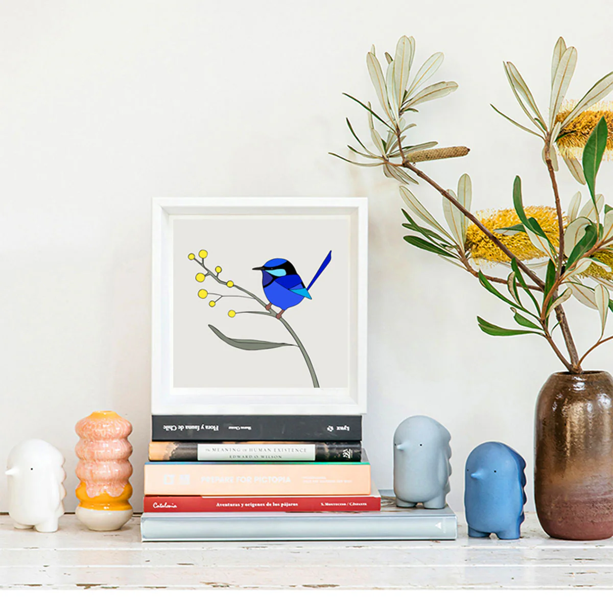 Print Splendid Fairy Wren & Wattle 21x21cm - Eggpicnic - Image 2