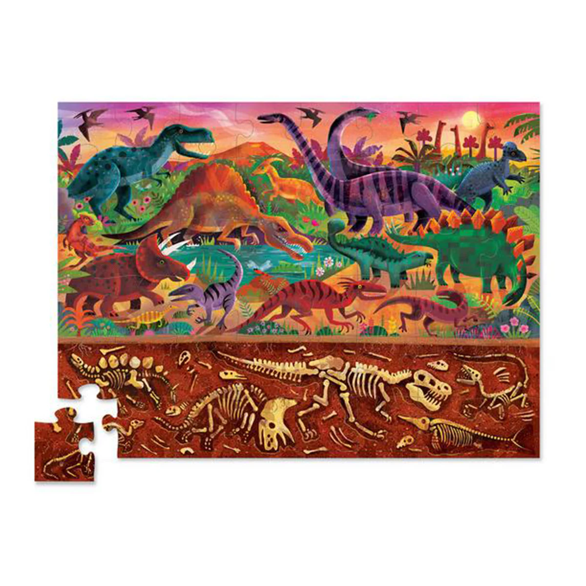 Puzzle Dinosaur World Above and Below 48pc - Crocodile Creek - Image 2