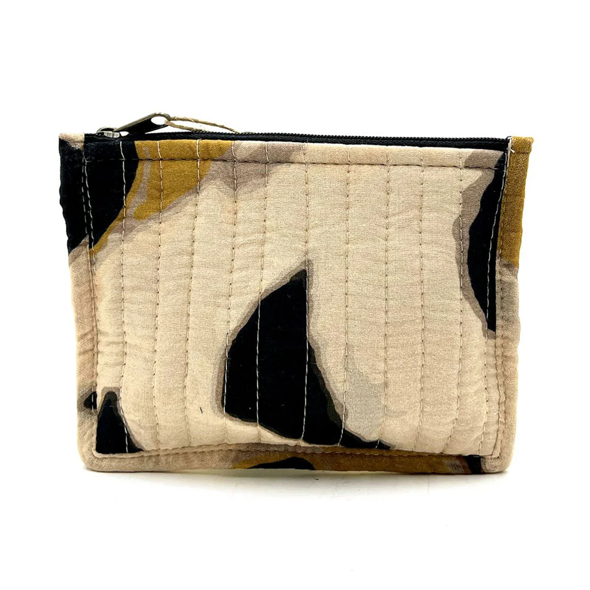 Quilted Zip Pouch Small Anmanari Brown ABR800