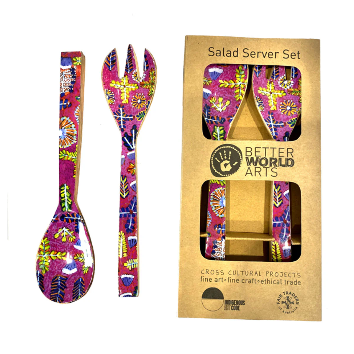 Salad Server Wooden Rosie Ross ROR417 - Better World Arts