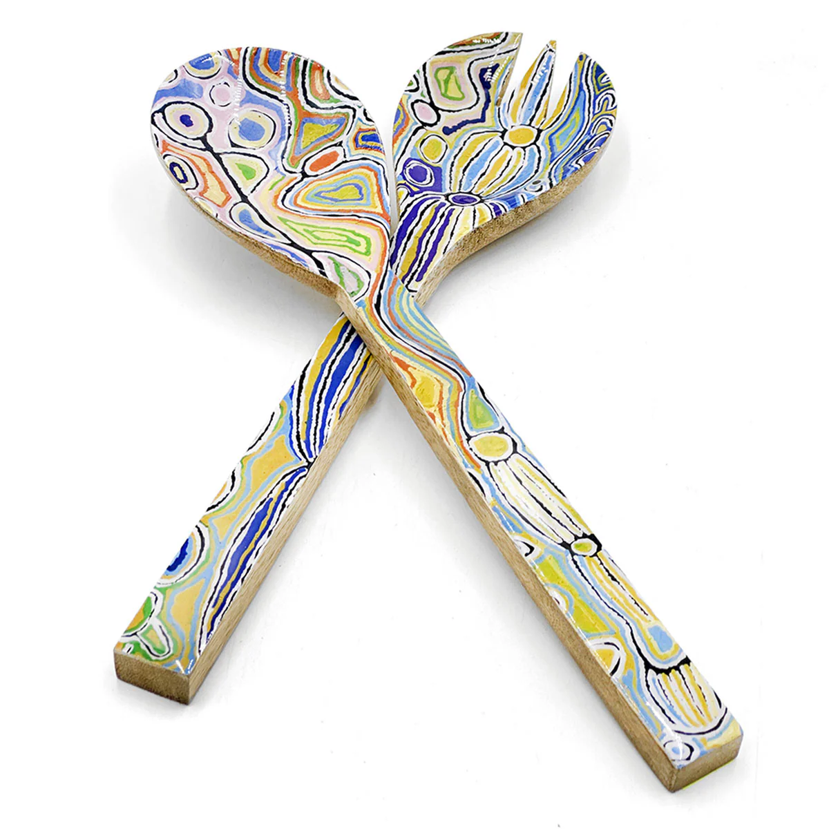 Salad Servers Wooden Judy Watson AJWA628 - Better World Arts