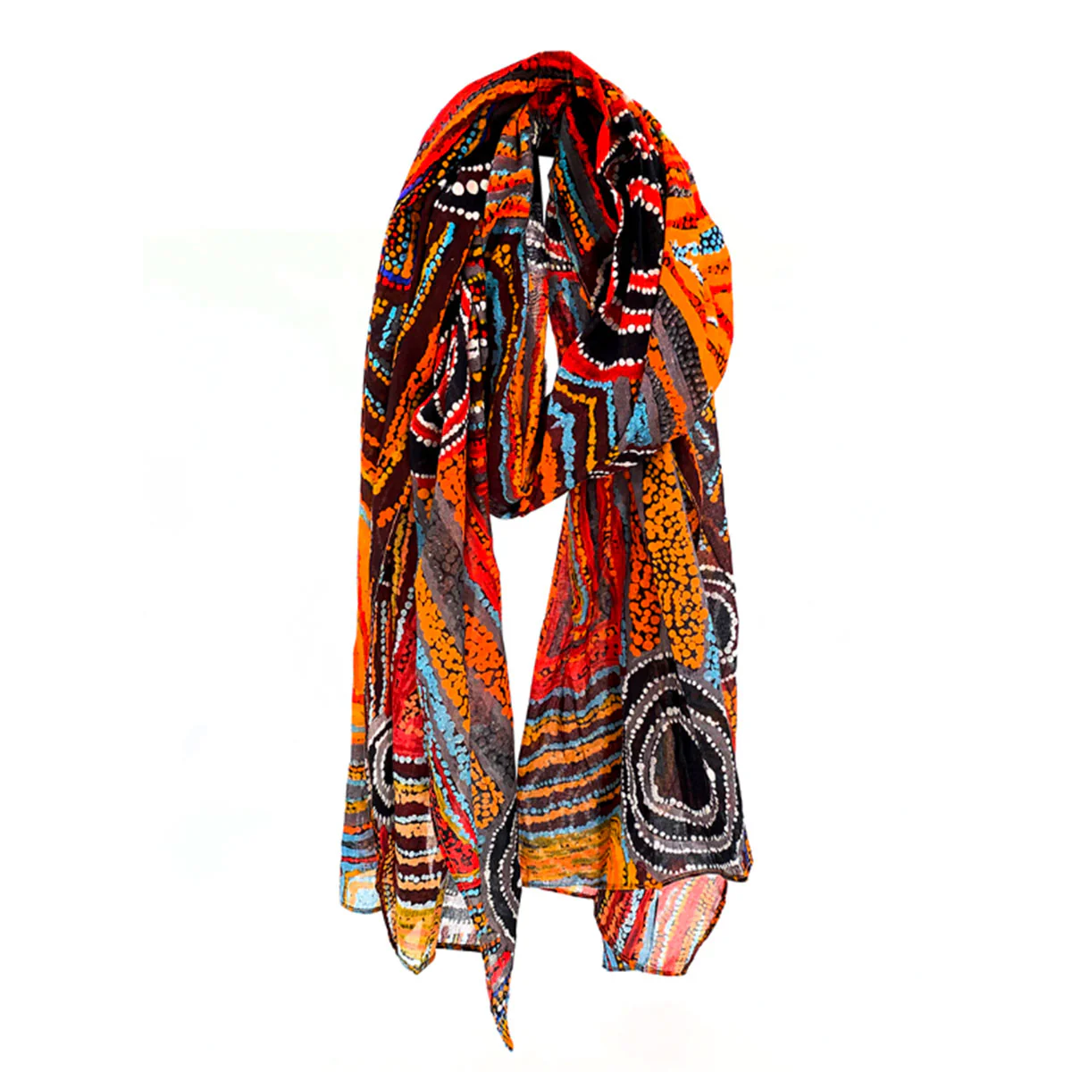 Scarf Organic Cotton Mary Napangardi Brown MAB665 - Better World Arts
