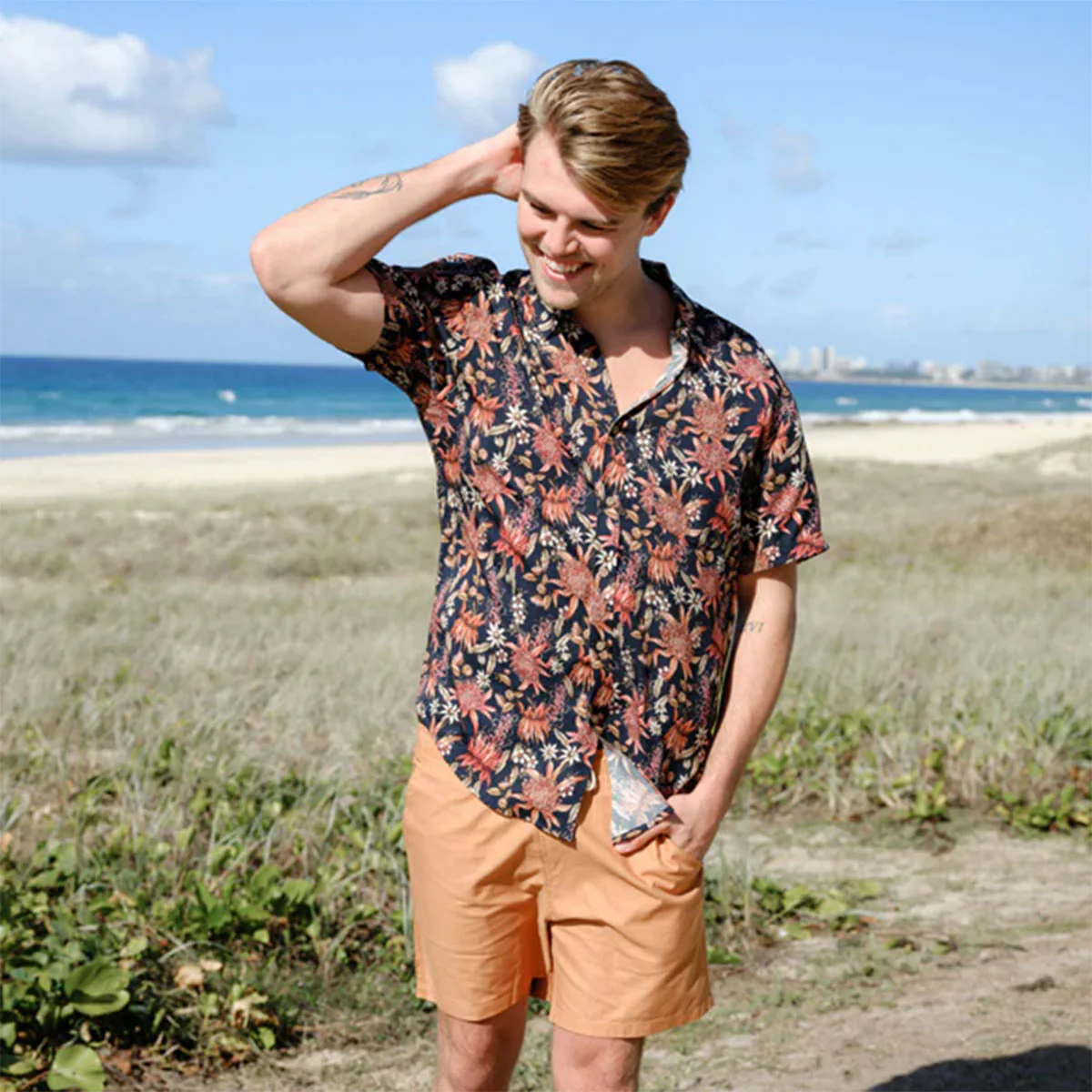 Men's Shirt Short Sleeve Botanical Ink - Peggy and Finn