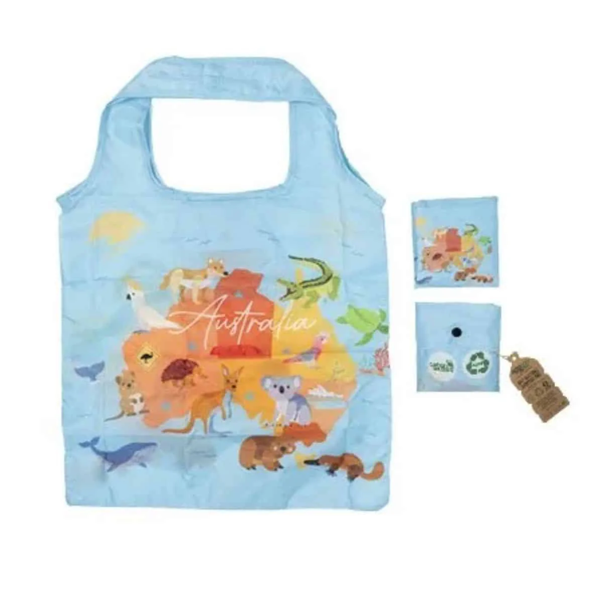 Shopping bag Australian Map Animals RPET - Explore Engage Enjoy
