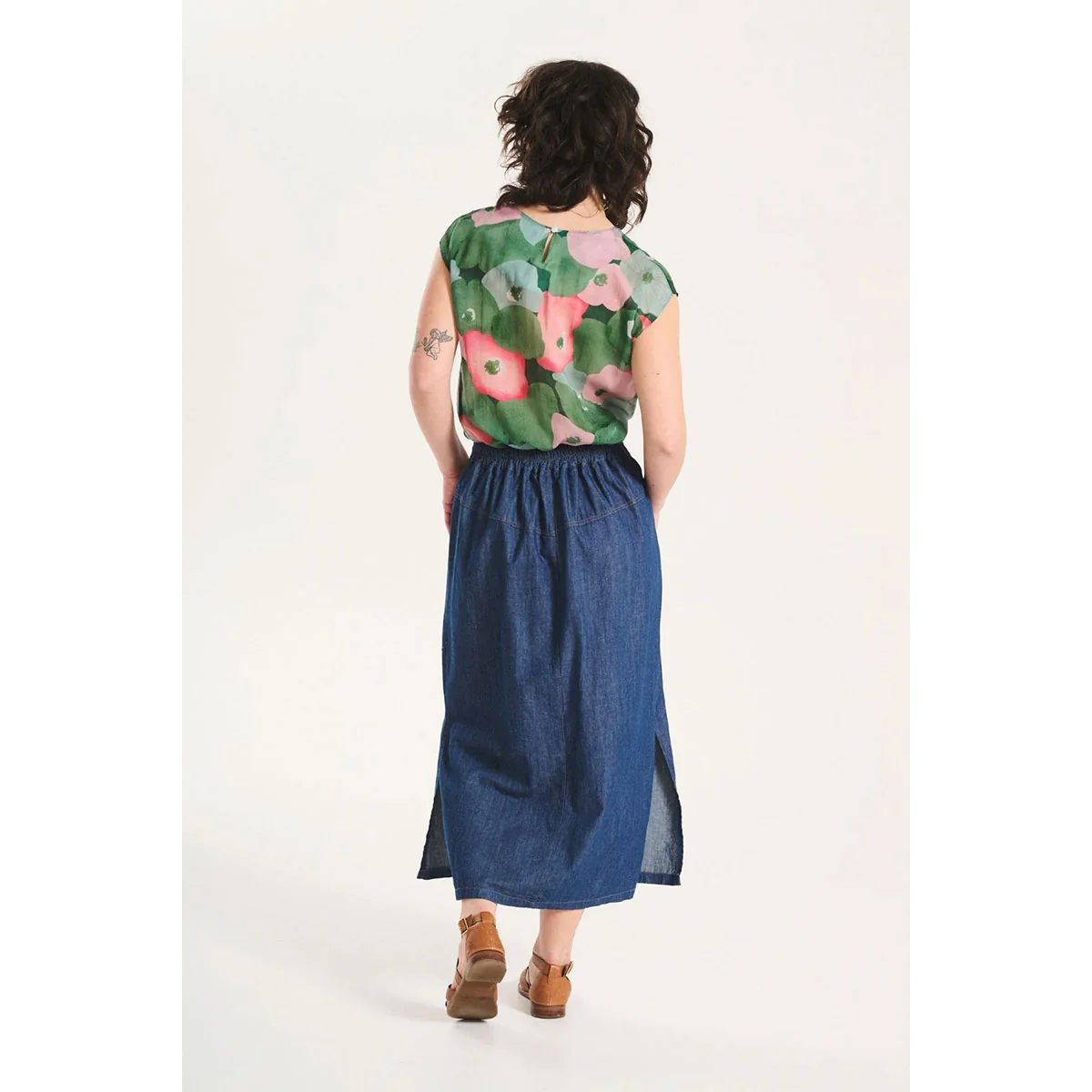 Skirt Cardiff Light Wash Cotton/Linen Denim - Olga de Polga - Image 3