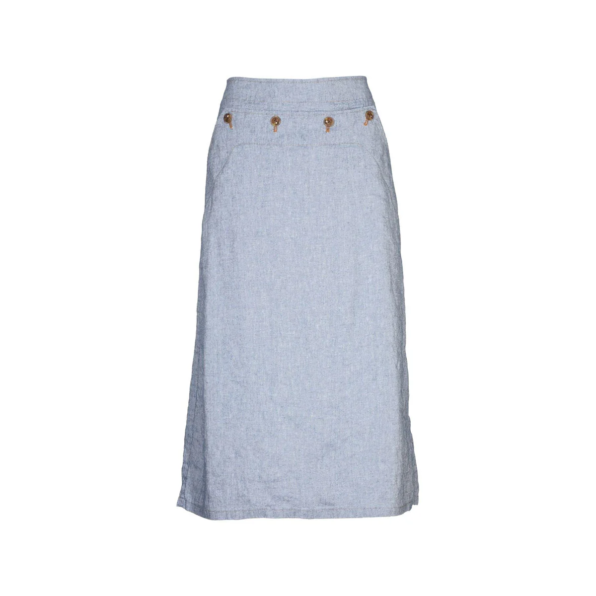 Skirt Hepburn Venice Beach Denim Blue Linen - Olga de Polga