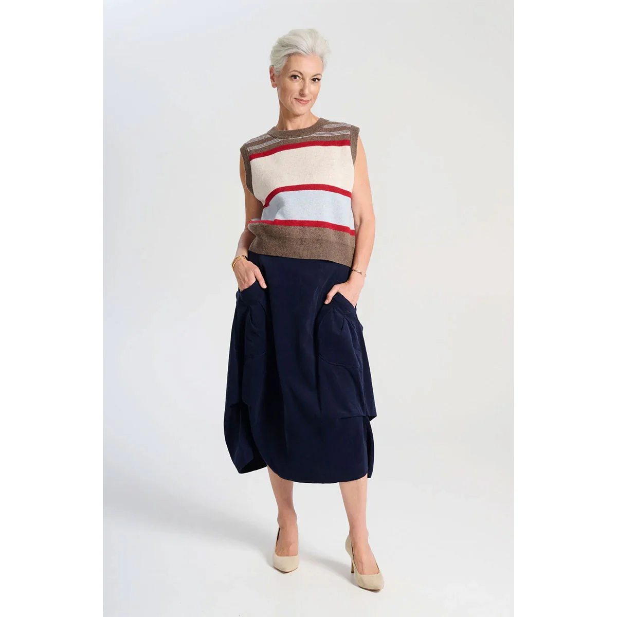 Skirt Milwaukee Marlowe Navy Fine Cord - Olga De Polga - Image 2