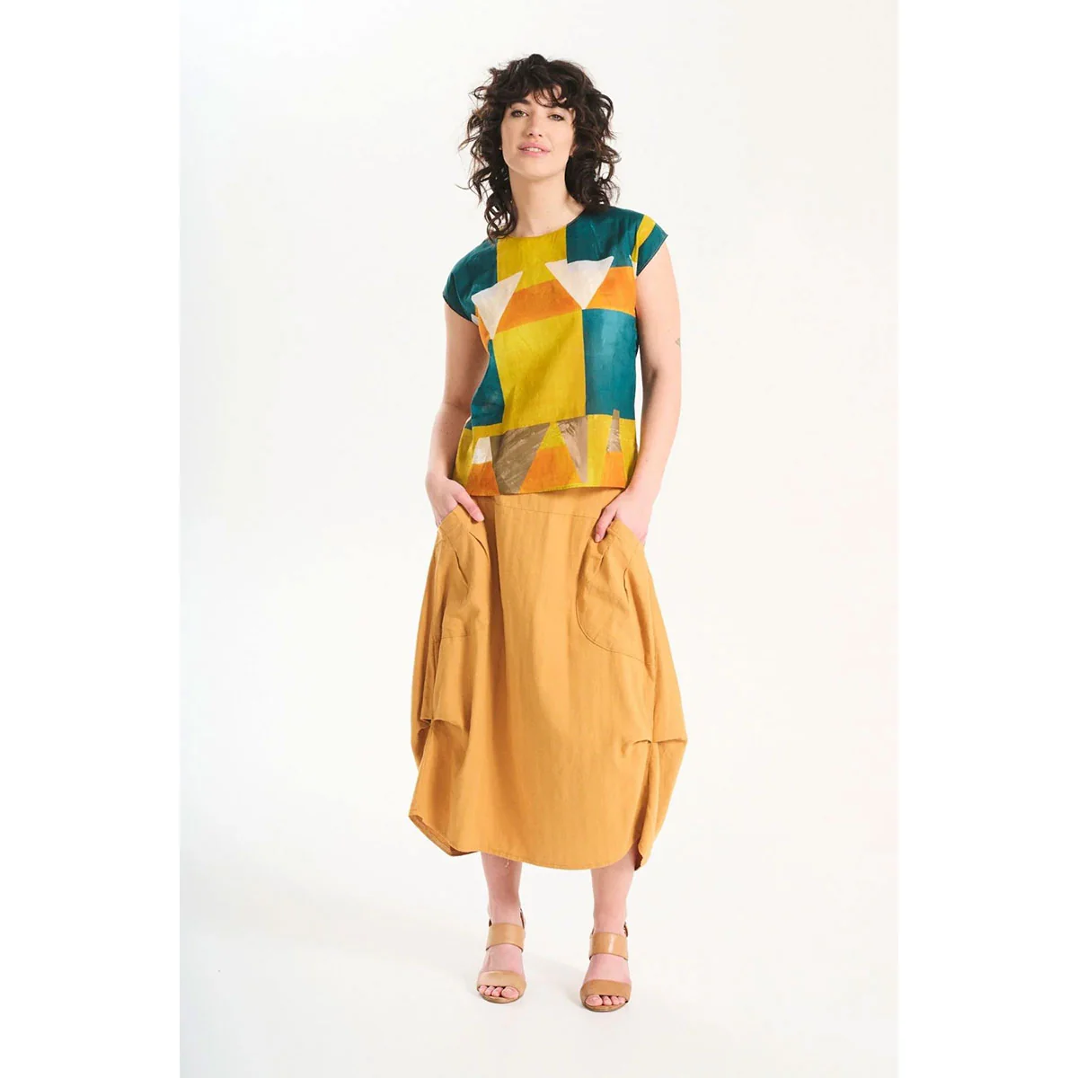 Skirt Milwaukee Weir Mustard Linen/Cotton - Olga de Polga - Image 2