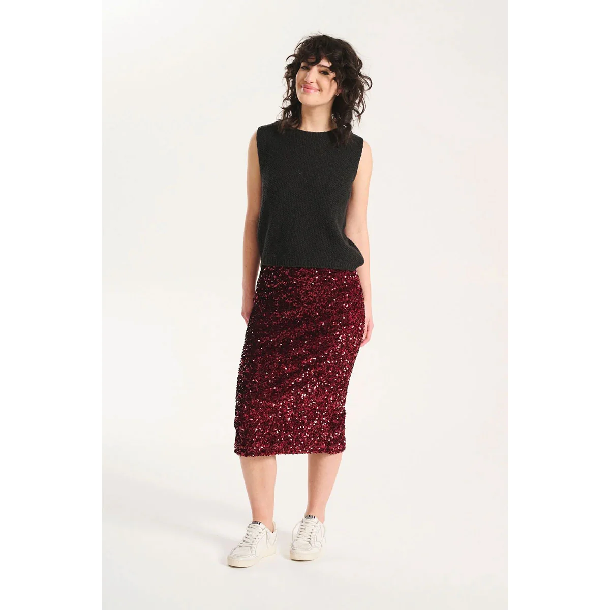 Skirt Nova Dark Red Sequinned Velvet - Olga de Polga - Image 2