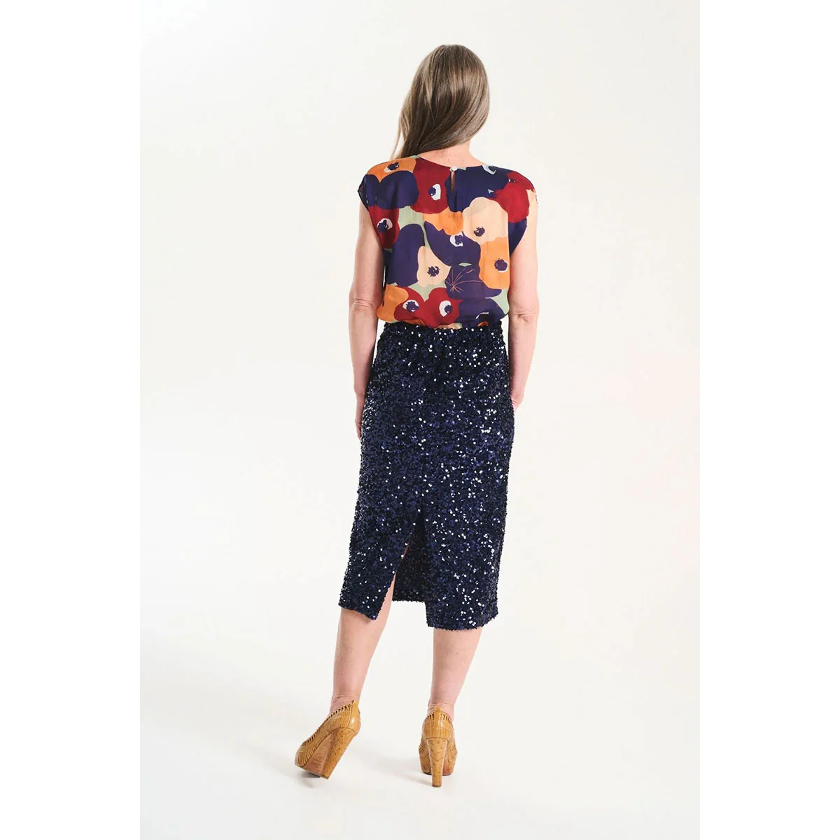Skirt Nova Navy Sequinned Velvet - Olga de Polga - Image 3