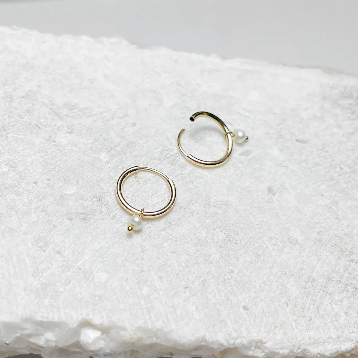 Sleeper Earrings Huggies Gold Freshwater Pearls - Amy Tamblyn