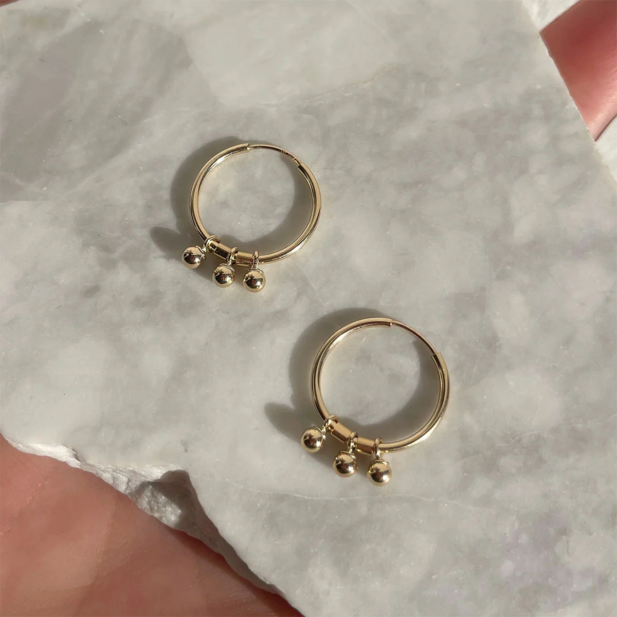 Sleeper Earrings Romani Drops Gold Filled Gold Ball Drop Charms - Amy Tamblyn
