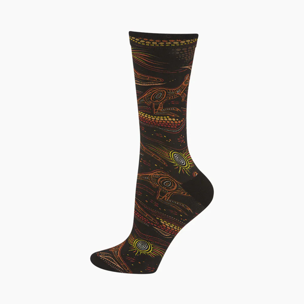 Socks Kangaroo Indigenous Australian Black Bamboo W2-8 - Pussyfoot