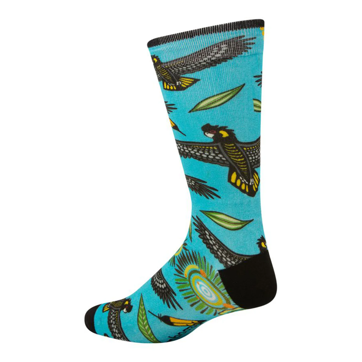 Socks Native Australian Black Cockatoo Blue Bamboo M7-11 - Bamboozld - Image 2